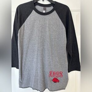 Gray and Black Arkansas Razorback raglan shirt